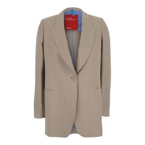 Merci Women Beige Single-Breasted Jacket With Peak Revers In Fabric Women